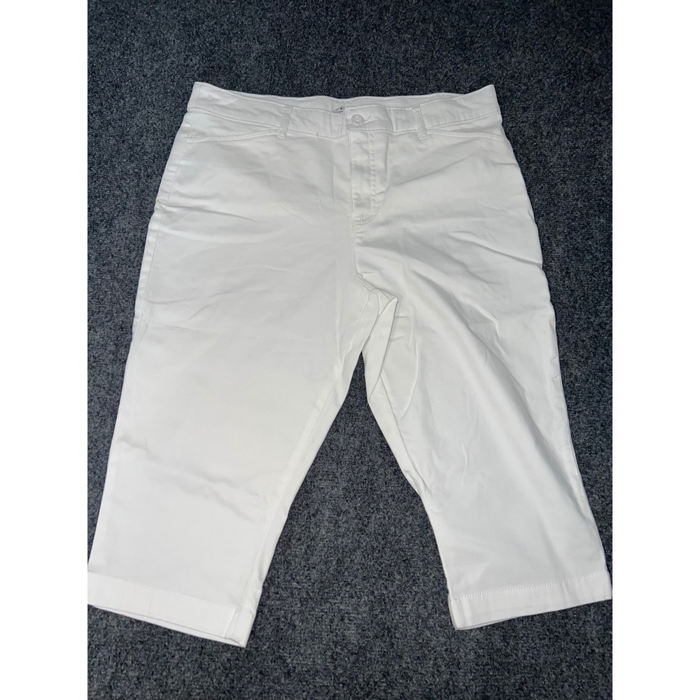 St. Johns Bay Womens White Capri Pants Size 14 Cotton Blend Casual Trousers